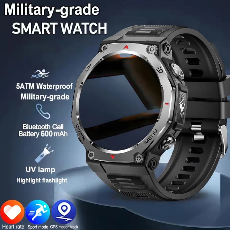 Nuovo Smartwatch Sportivo da Uomo 2026 per Esterni, Impermeabile 5 ATM, GPS, Monitoraggio Movimento, Fitness Tracker, Cardiofrequenzimetro, Chiamate Bluetooth