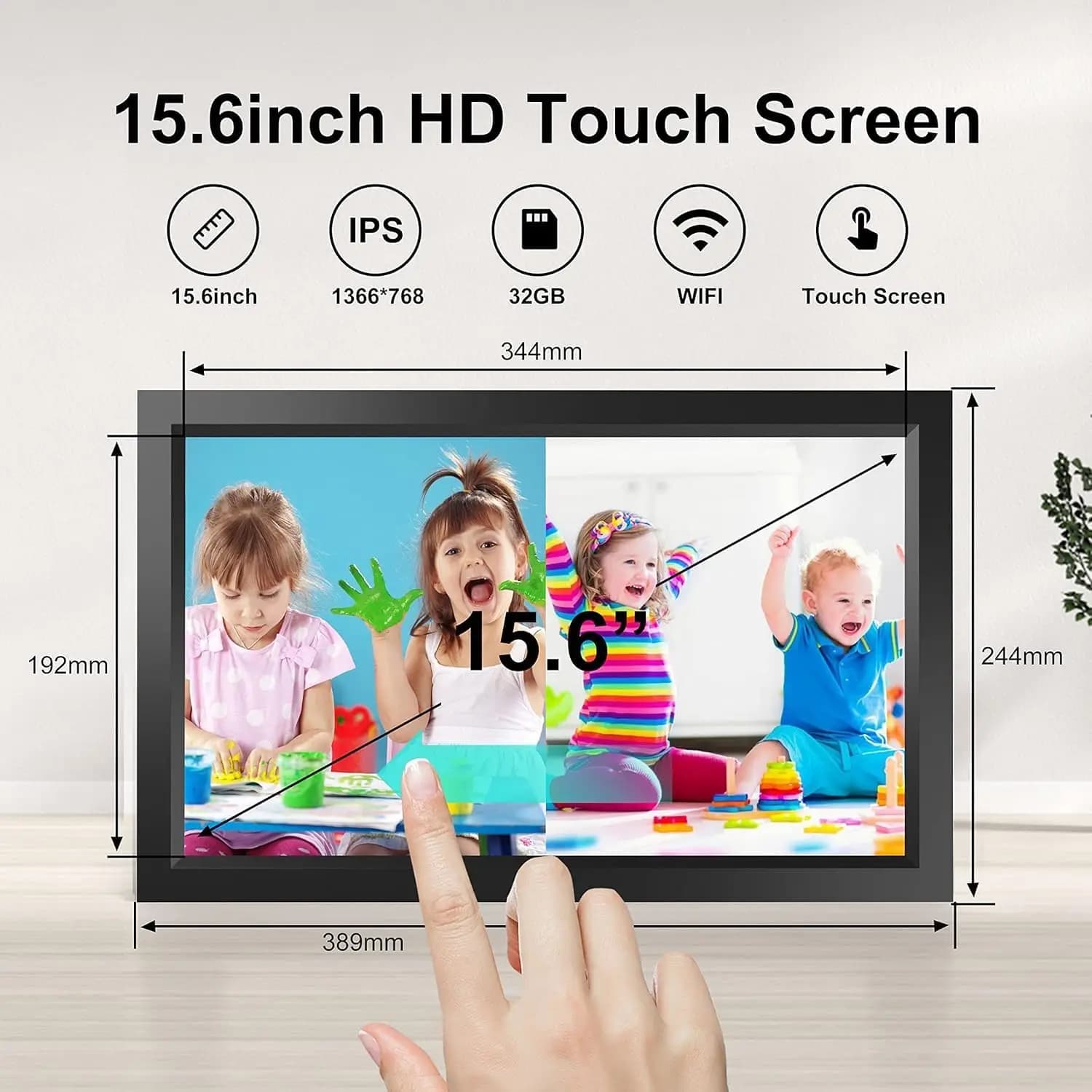 15.6 Inch Large Smart Digital Photo Frame WiFi Cloud Touch Screen FHD IPS Electronic Picture Frame for Home Decor Gift Wholesale