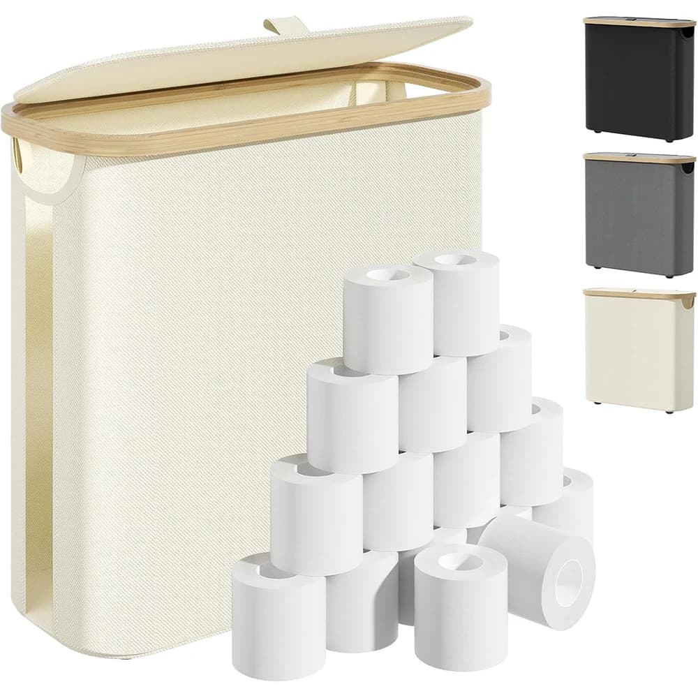 Cestino porta carta igienica con coperchio In piedi libero Contenitore per documenti per un massimo di 12 organizer per rotoli mega per armadio da bagno