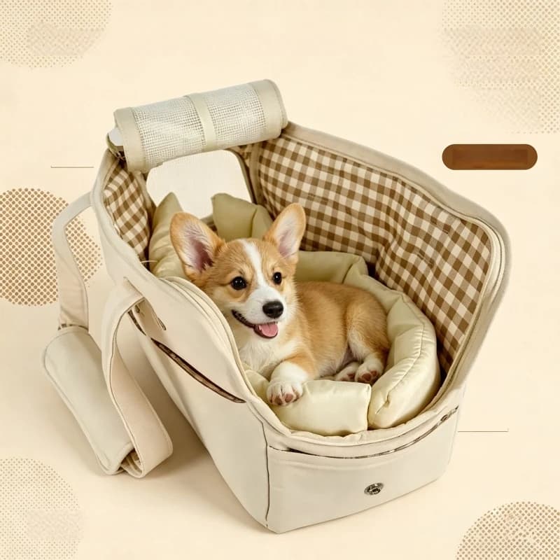 Borsa Trasportino Multiuso per Animali Domestici, Portatile a Spalla, Antiscivolo, Sicura per Auto e Cuccia per Gatti, Cani e Cuccioli
