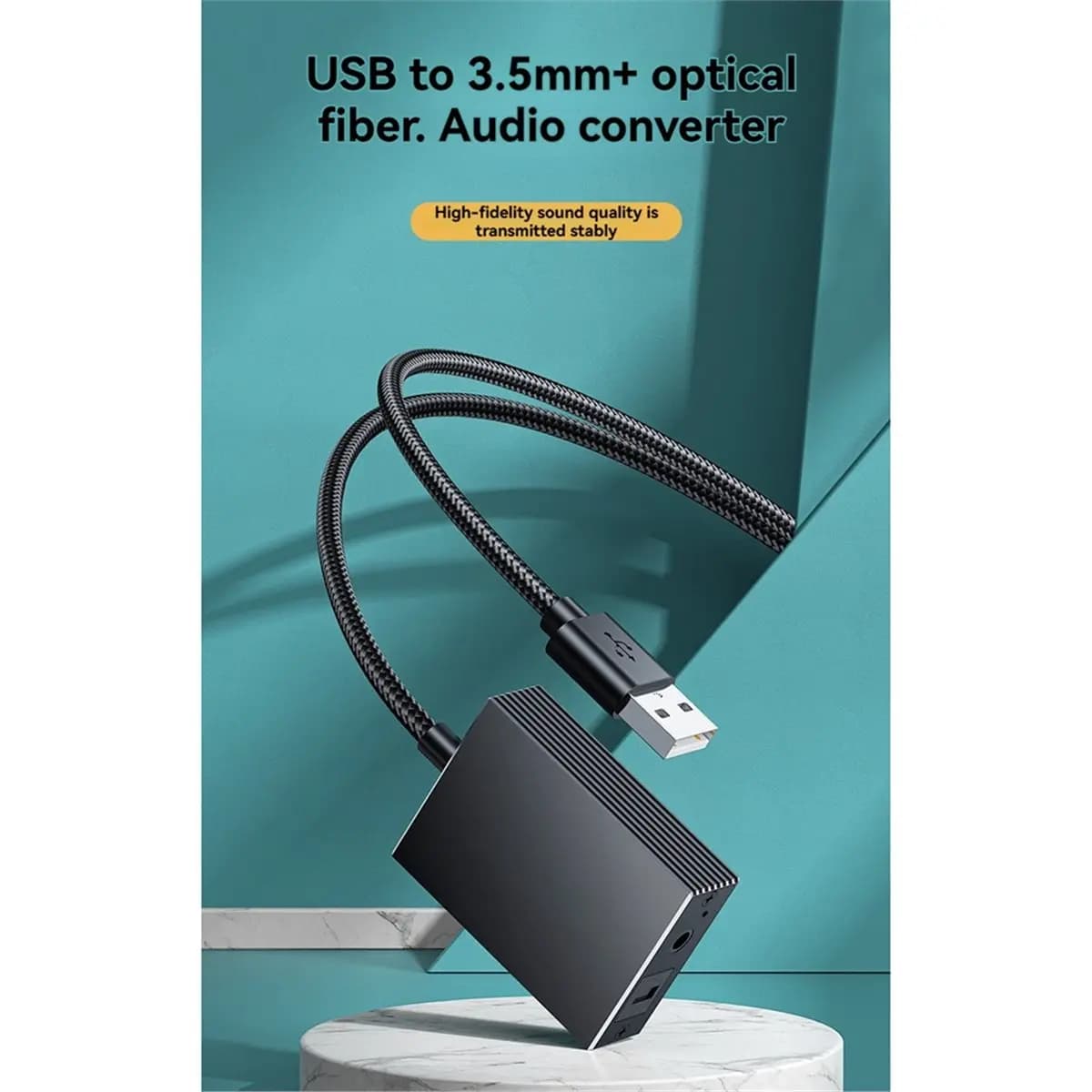 Adattatore Convertitore Audio da USB a Ottico SPDIF Toslink e Jack da 3,5mm per PS5, PS4, TV, PC, Laptop, Smartphone e Altoparlanti