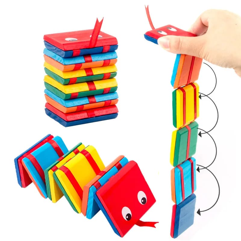 1 pz infinito vibrazione pieghevole serpente di legno blocchi magici classici nostalgici bambini primi giocattoli educativi asilo puzzle giocattolo
