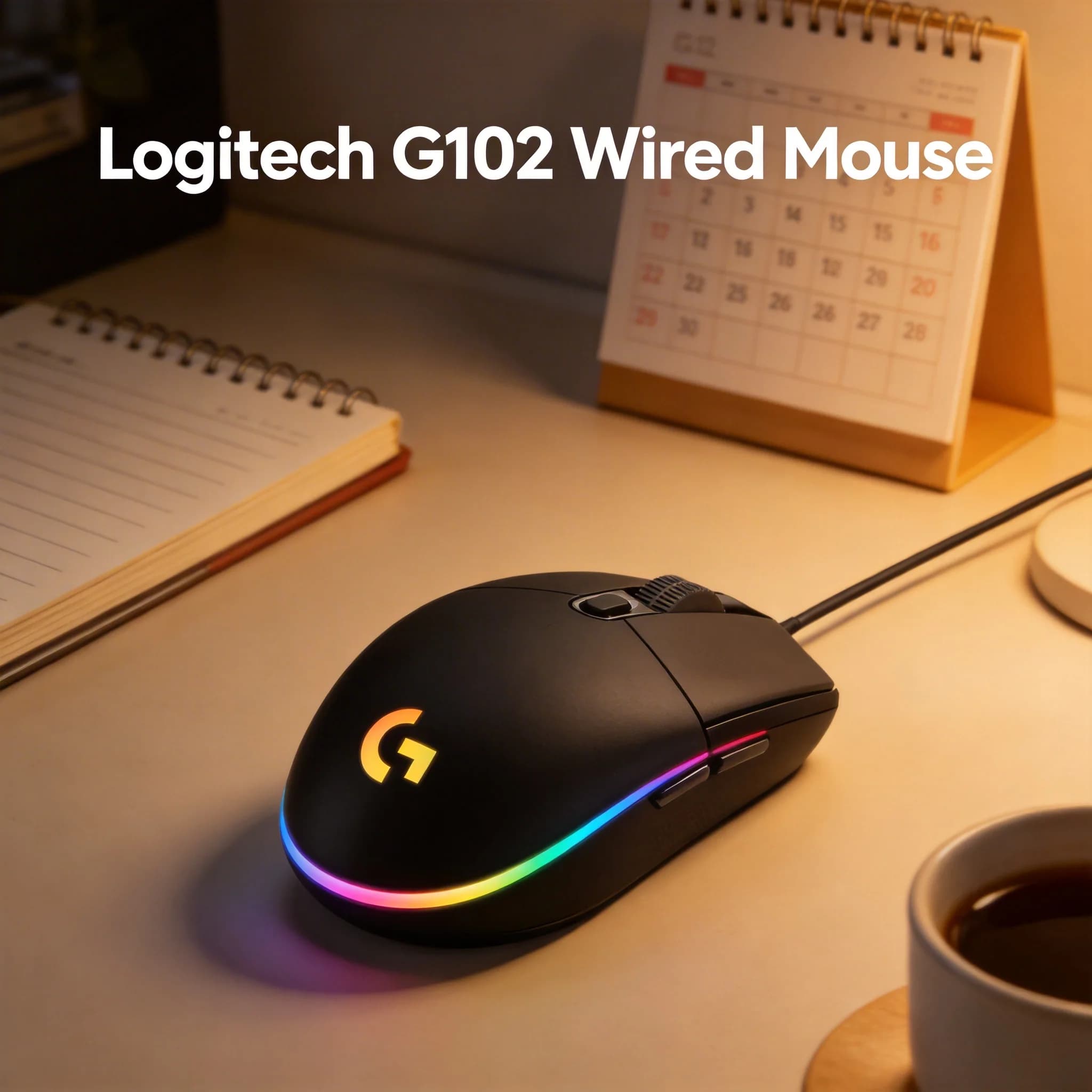 Wired Mouse Logitech G102 with mechanical buttons, game mouse 200-8000DPI, rechargeable RGB computer mouse for PUBG, laptop and PC