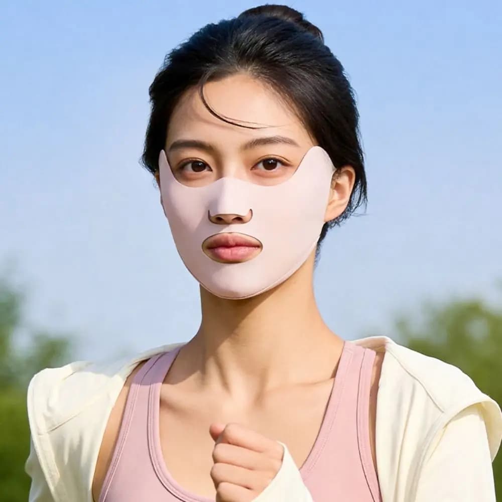Maschera Elastica Estiva in Seta Ghiaccio Traspirante, Protezione Solare Viso, Velo Anti-UV, Maschera Gini per Pesca