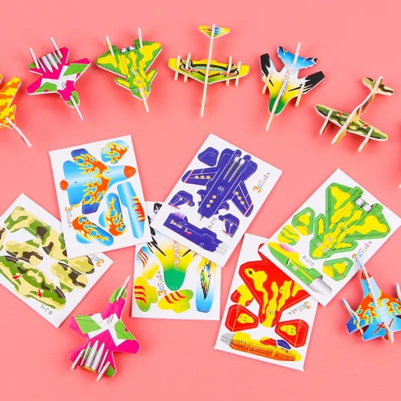 10 pz Creativo Carino Aereo di Carta Puzzle 3D Del Fumetto FAI DA TE Mini Aereo Serbatoio Dinosauro Modello di Montaggio Per Il Giocattolo Educativo Per Bambini