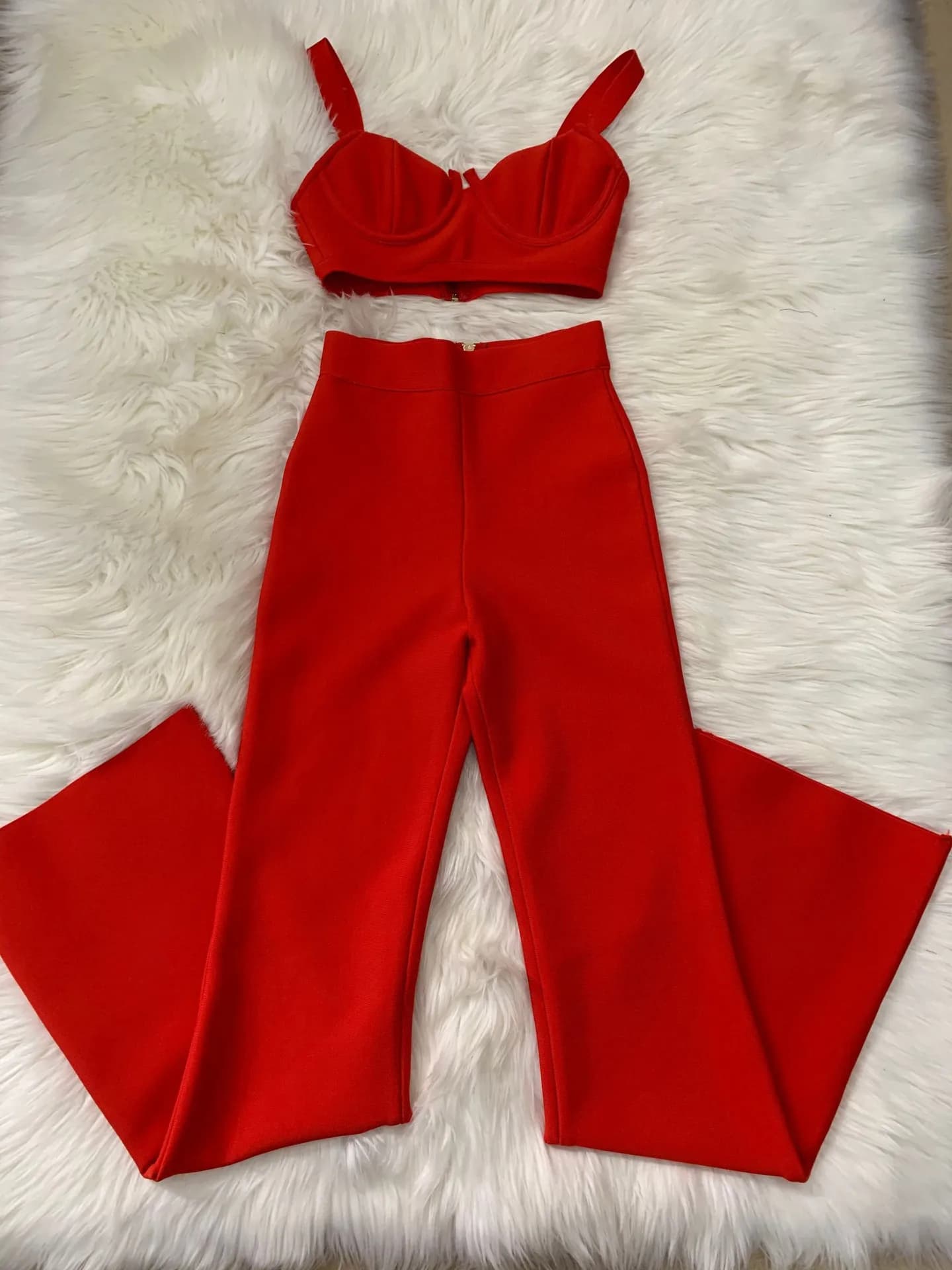 Moda Y2k Street Bandage Set a due pezzi per donna Tinta unita Crop Slim Top + Pantaloni aderenti a vita alta Abiti da donna eleganti