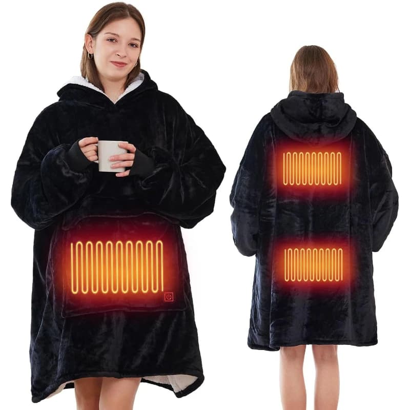 Coperta riscaldante indossabile con cappuccio maglione coperta elettrica camicia da notte calda fredda per esterni