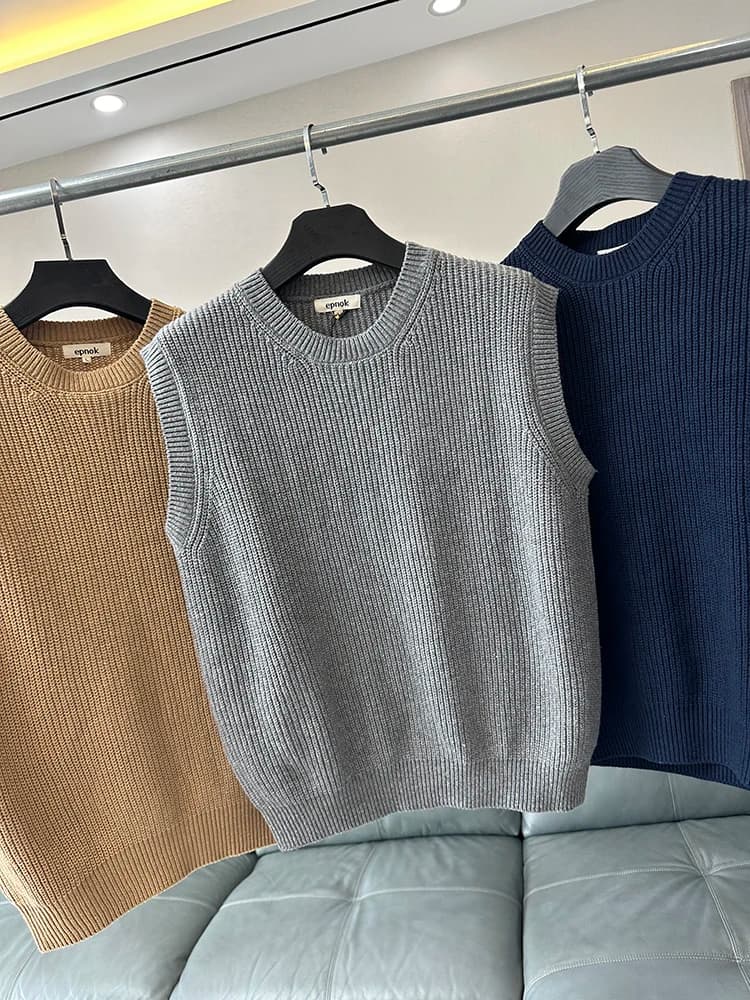 Wool Blend Knitted Vest Thi Gauge Needle Svel round Ne Overhead Autumn Winter Vintage Sle Men's Faion Vest