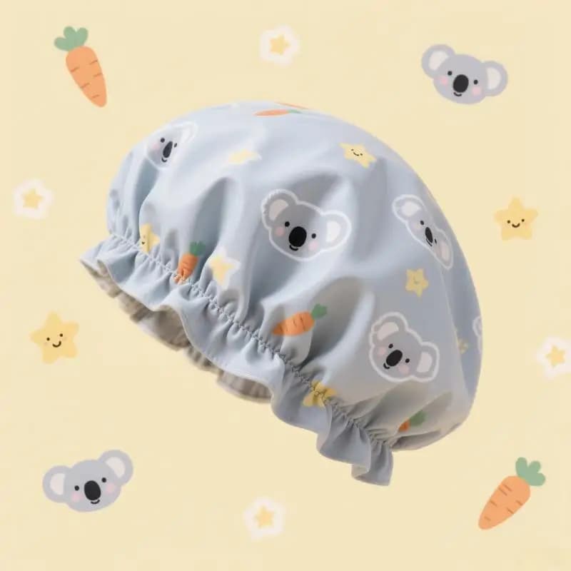1 Pezzo Cuffia da Doccia Impermeabile con Elastico Largo per Donne, Riutilizzabile, con Disegni di Gatti, Orsi e Cani, Accessori per il Bagno