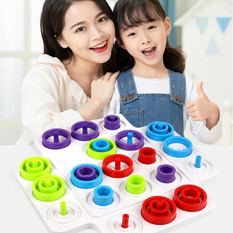 Gioco da tavolo Insegnamento della prima infanzia Tic-tac-toe Fun Loop Gioco Colore Cognitivo Interattivo Puzzle Gioco da tavolo Ghiera Giocattolo di scacchi