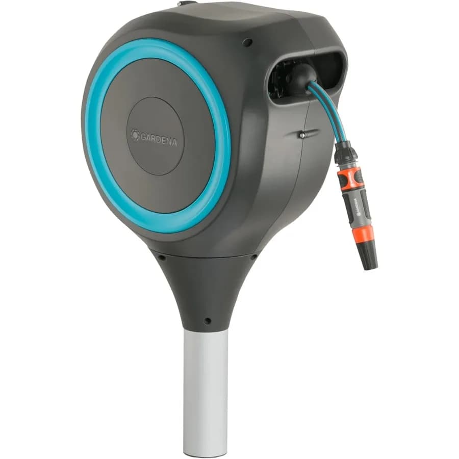18604 50' x 1 2 Avvolgitubo da giardino retrattile automatico per uso esterno su punta metallica con facile rotazione per irrigazione semplice di G