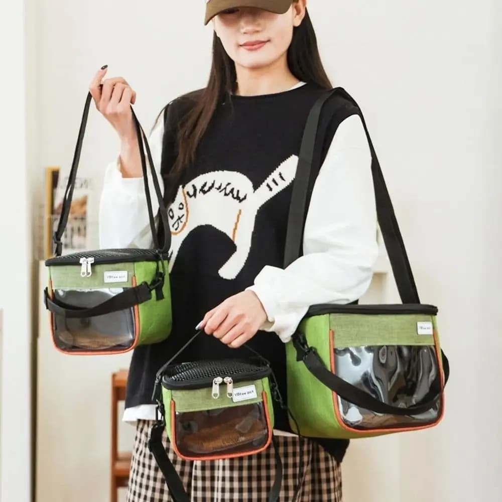 New Nylon Small Pet Carrier Bag Clear Window Top Opening Outdoor Bird Pouch Breathable Mesh Parrot Carrying Bag for Hamster