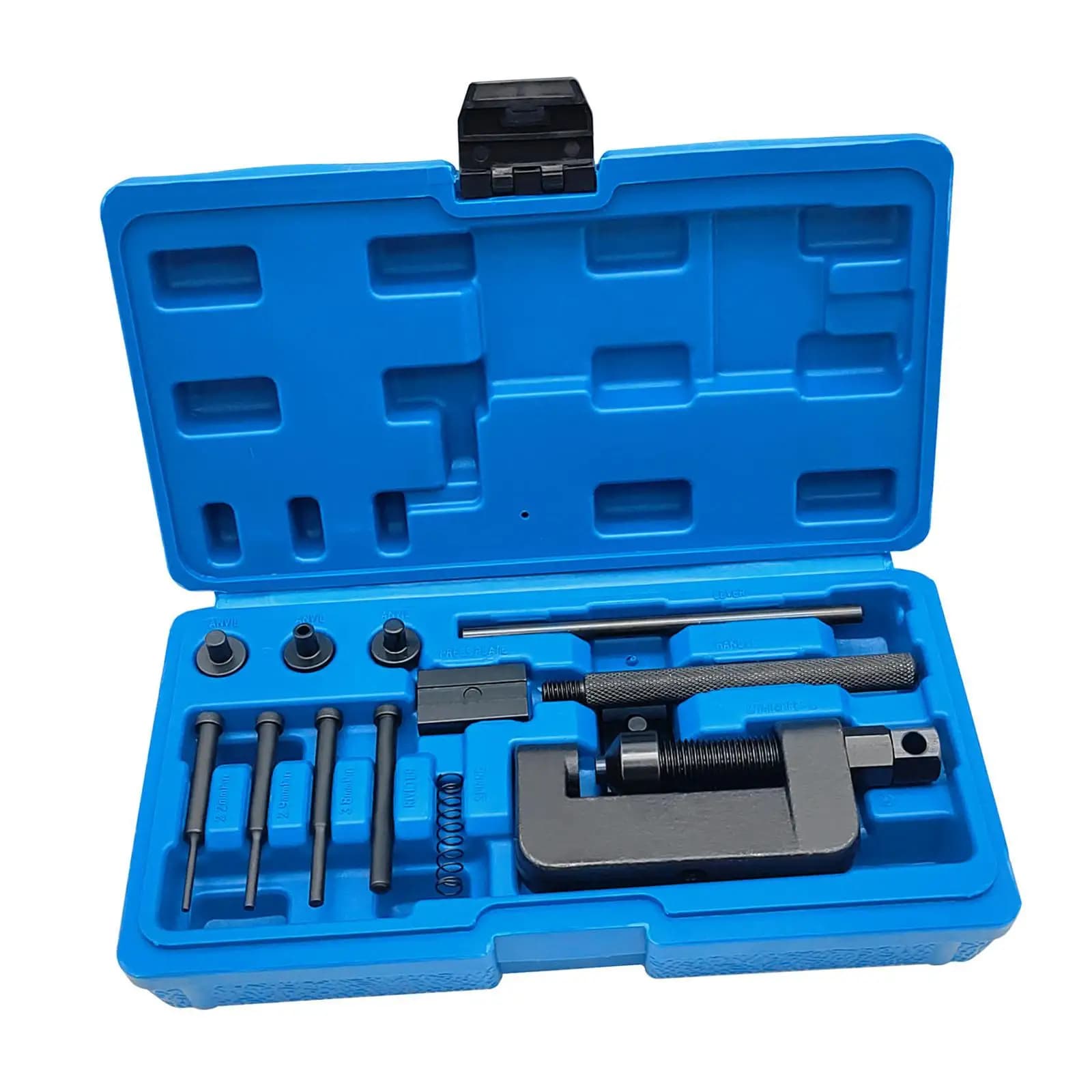 13x Chain Switch Set for Motorcycle Rivet Tool for Chain Rivet with Carrying Housing Tool for Bicycle Chain Removal from 35 to 630 chains