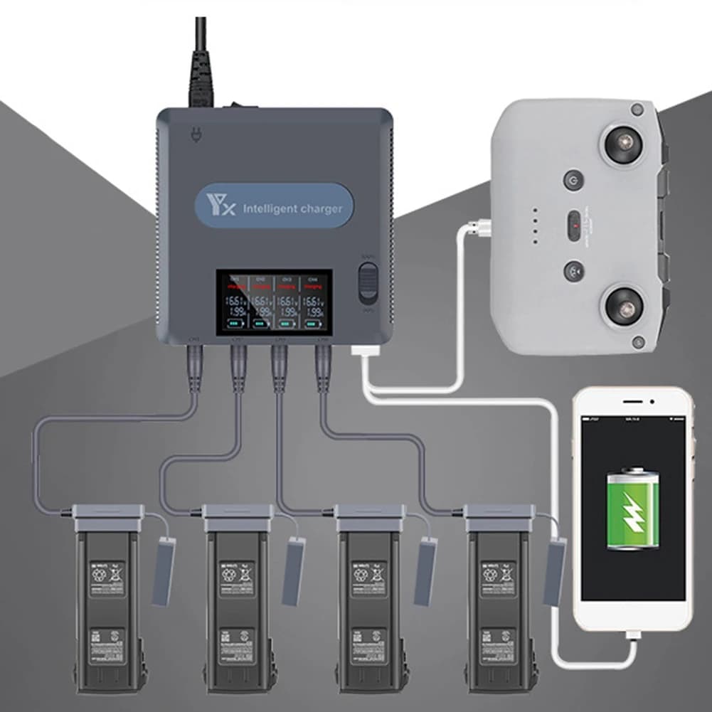 A40I Charger with digital display 6 in 1 for battery charging hub for drone 3 Intelligent Quick Charger EU Plug