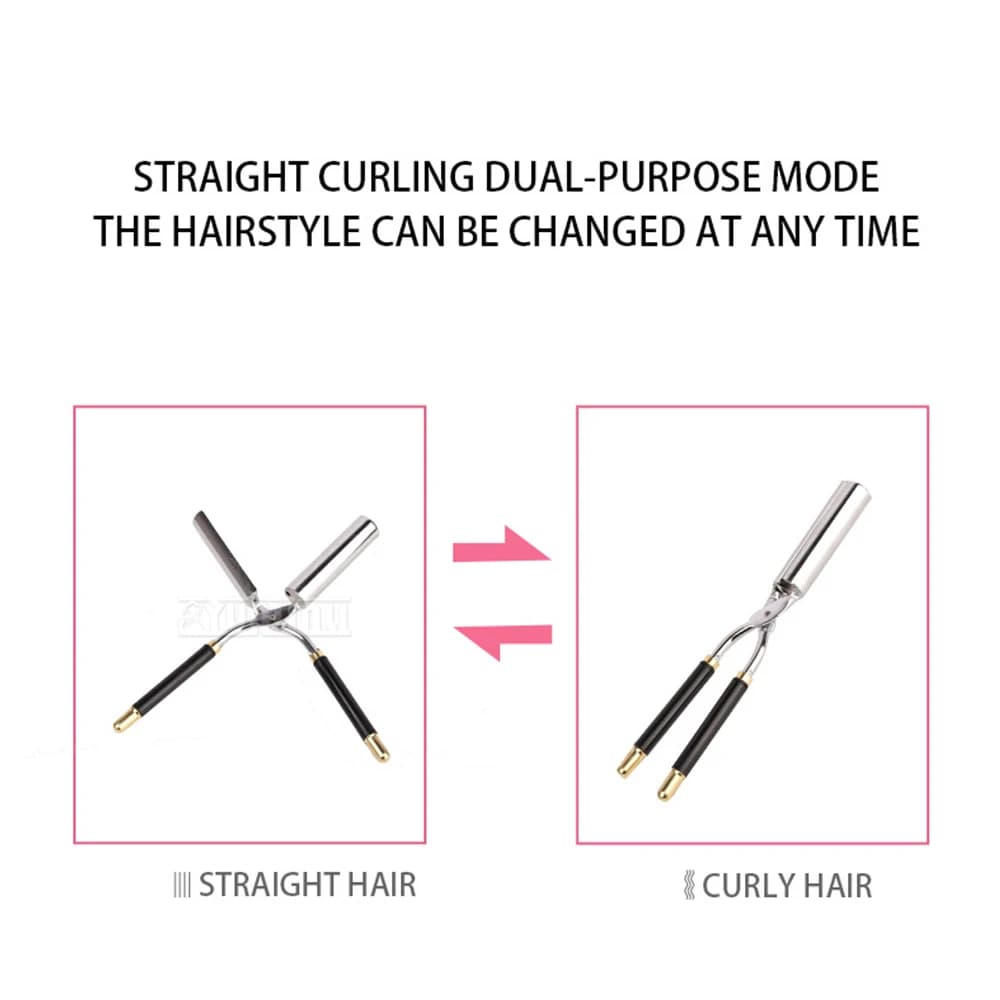 Yunlin Li Curling Straightener 2-In-1 Curling Hair Wand Electric Heater Pliers Curling Iron Tool