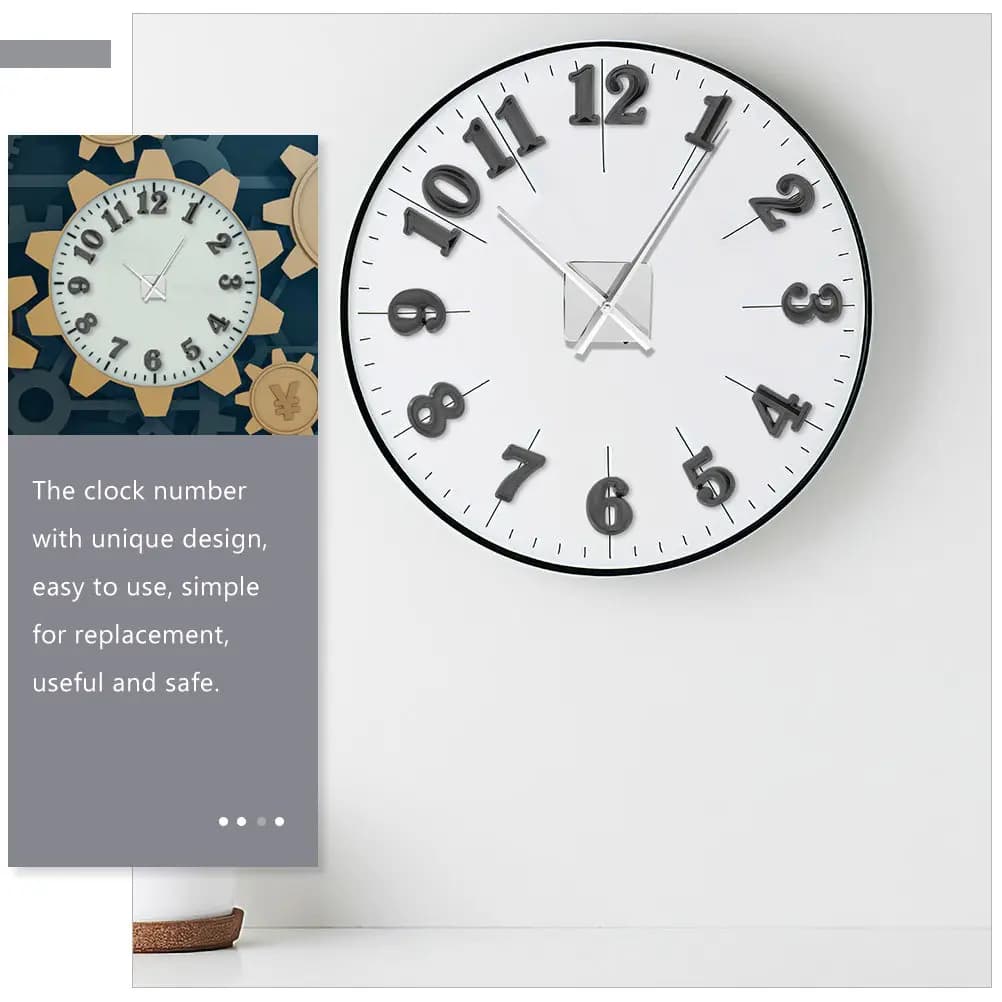 2Sets Clock Numerals Kit Plastic Arabic Roman Numbers DIY Digital Clock Parts Repair Replacement for Home Office Wall Hanging