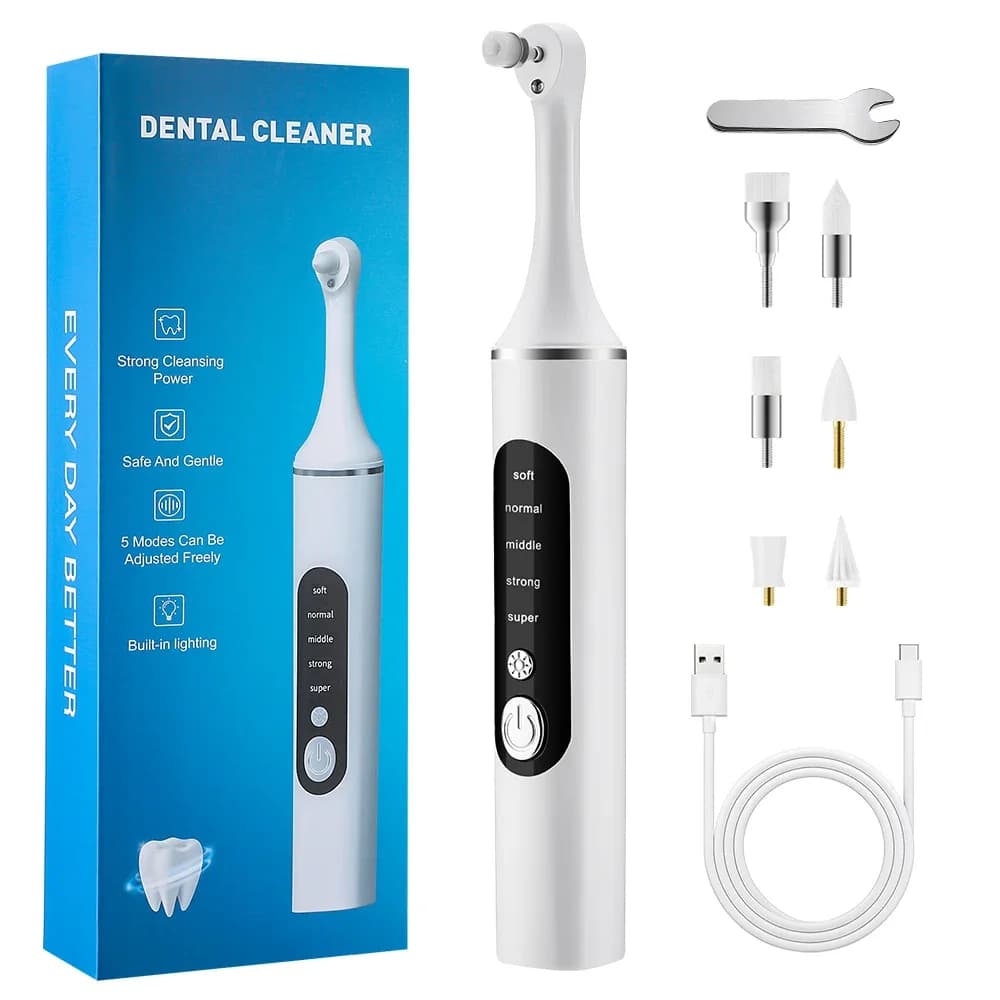 Lucidatore elettrico per denti, rimuovi tartaro e placca, strumento per la pulizia delle macchie e del calcolo dentale, kit per la cura orale e lo sbiancamento dei denti per uso domestico