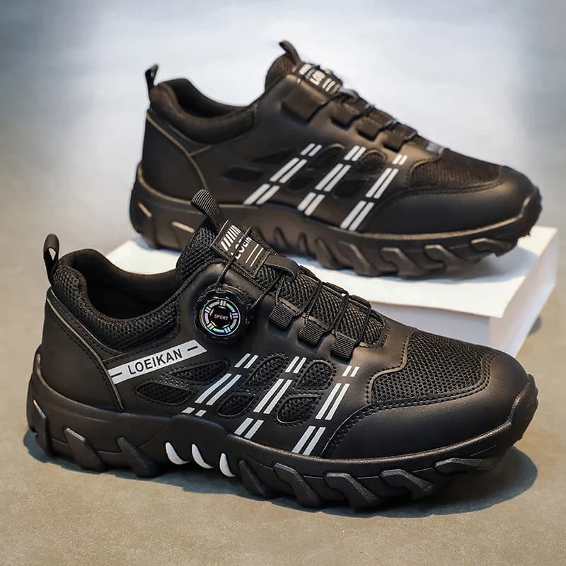LOEIKAN Scarpe da trekking da uomo con fibbia rotante, antiscivolo, resistenti all'usura, sneakers da esterno traspiranti in mesh per l'arrampicata