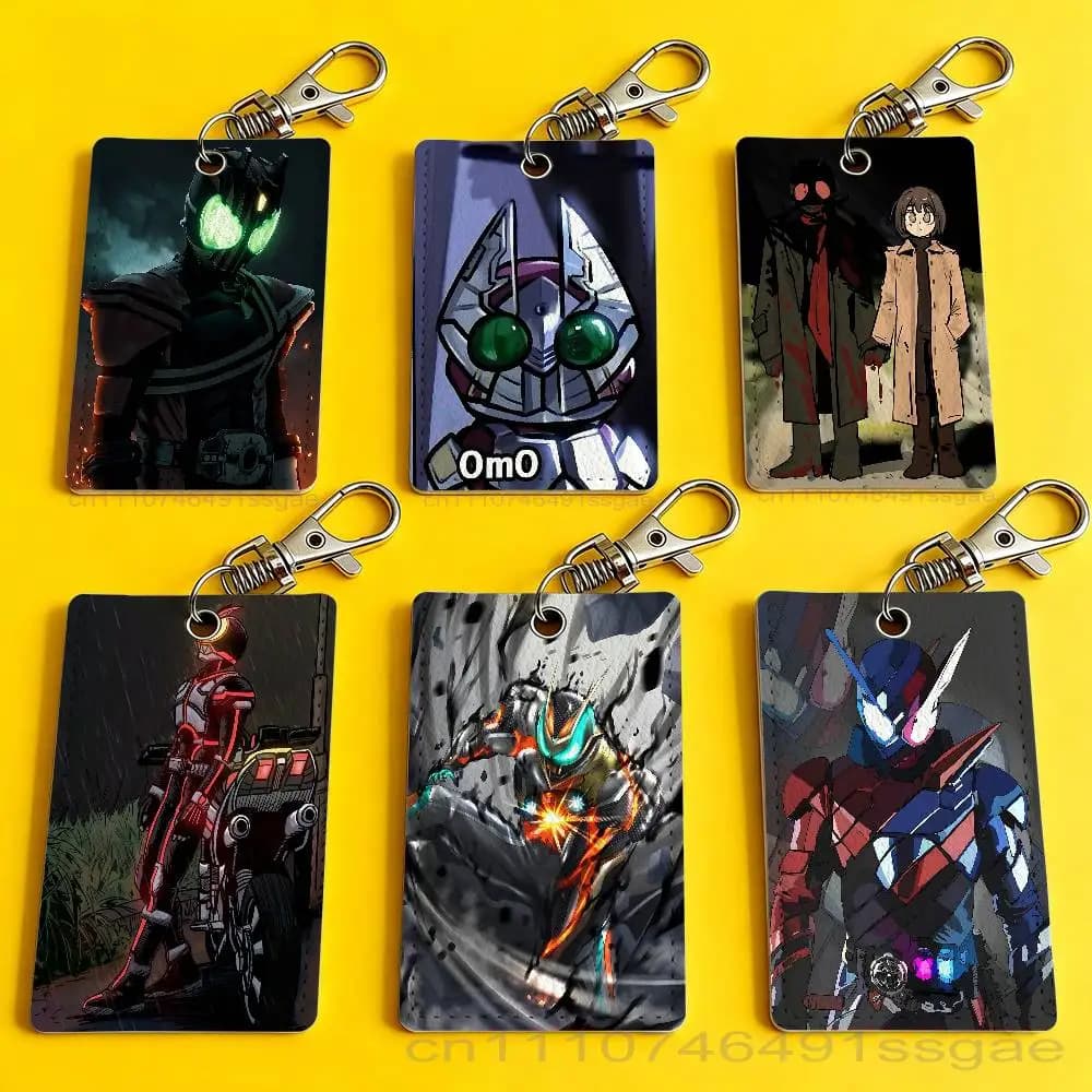 Portacarte M-Masked Kamen Rider per Uomo e Donna, Portachiavi Universale Antiruggine in Pelle, Anello Portachiavi