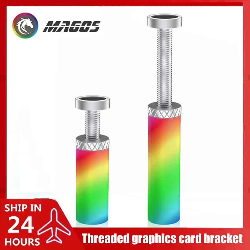 Supporto GPU ARGB 5V 3Pin Universale, Supporto per Scheda Grafica Regolabile 5-12cm, Stand Telescopico Rotante per GPU e Schede Video