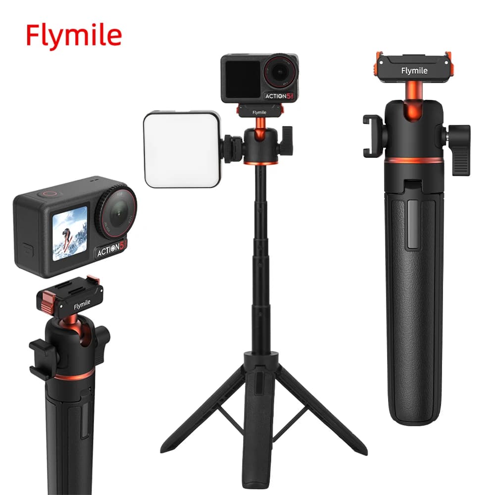 Flymile Tripod Selfie Stick with Quick Hook Base for DJI OSMO 360/Action 5 Pro Accessories 21.25IN Vlog Handle