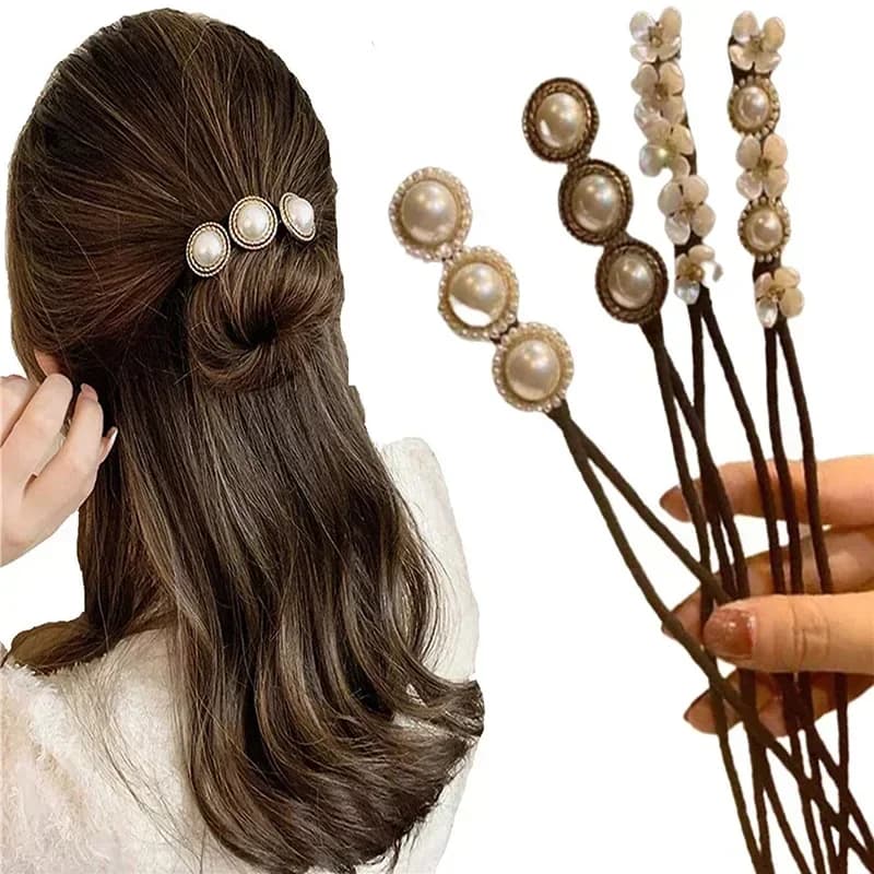 Chiffon Flower Pearl Creator of Bread Tools for Lazy Bigodins Hair styling Accessories Hair styling Hair curlers with elegant flowers