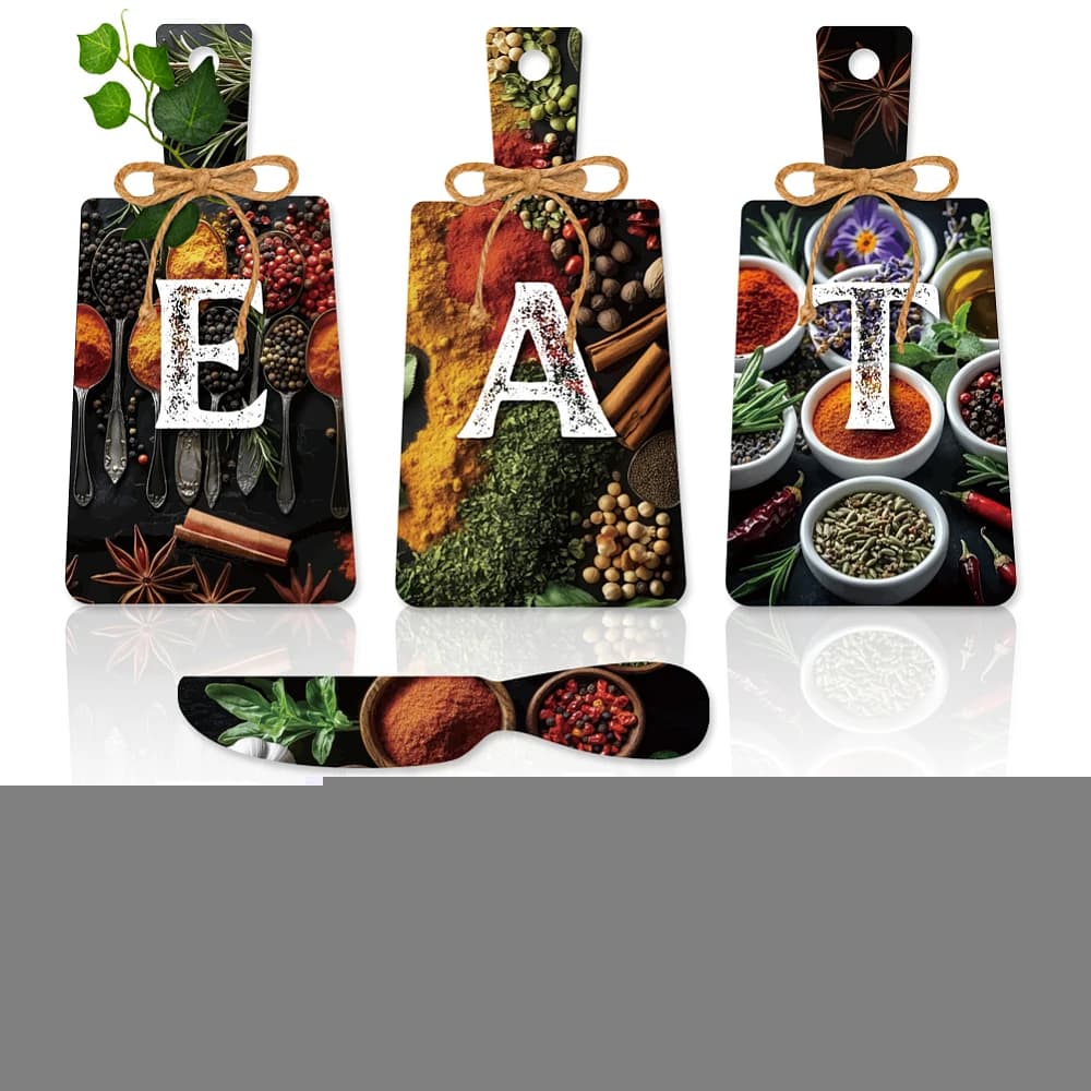Wooden Pendant Decoration with Hemp Rope Tableware Shape Spice 280~300x60~140mm 6pcs/set