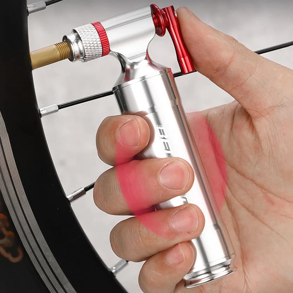 Gonfiatore CO2 per Bicicletta con Valvola Schrader e Mini Pompa in Lega di Alluminio per MTB e Bici da Strada