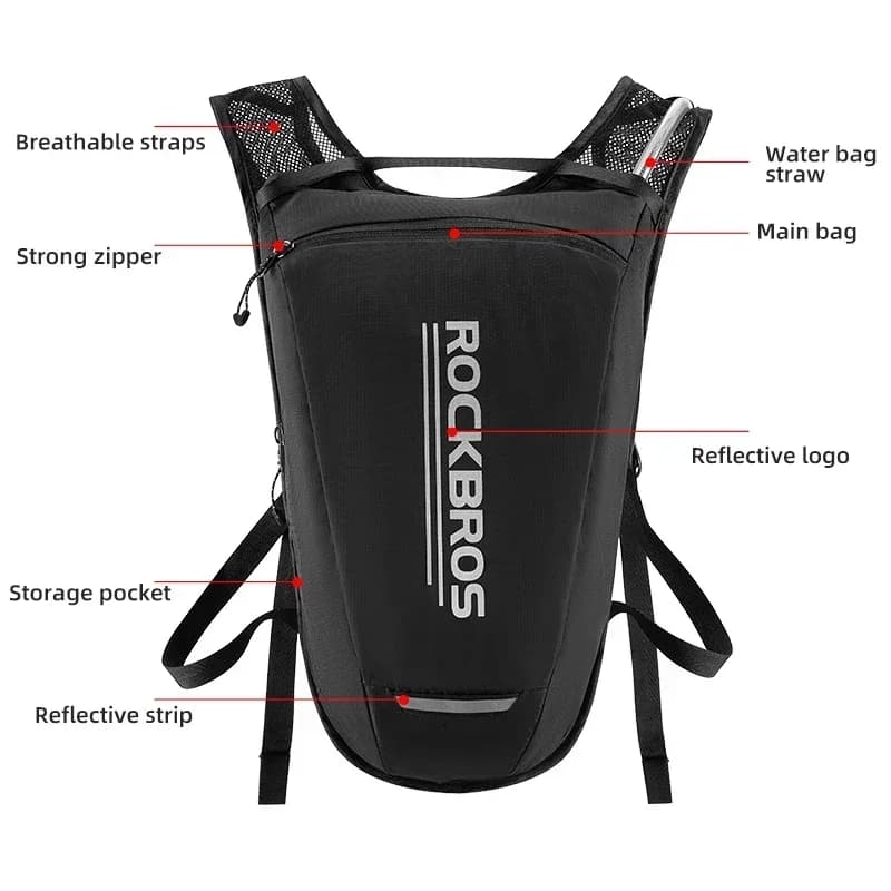 ROCKBROS Water Vesicca Water Tank New Riding Water Bag Moisturizing Backpack 2 Liter Reflective Stable Running Backpack