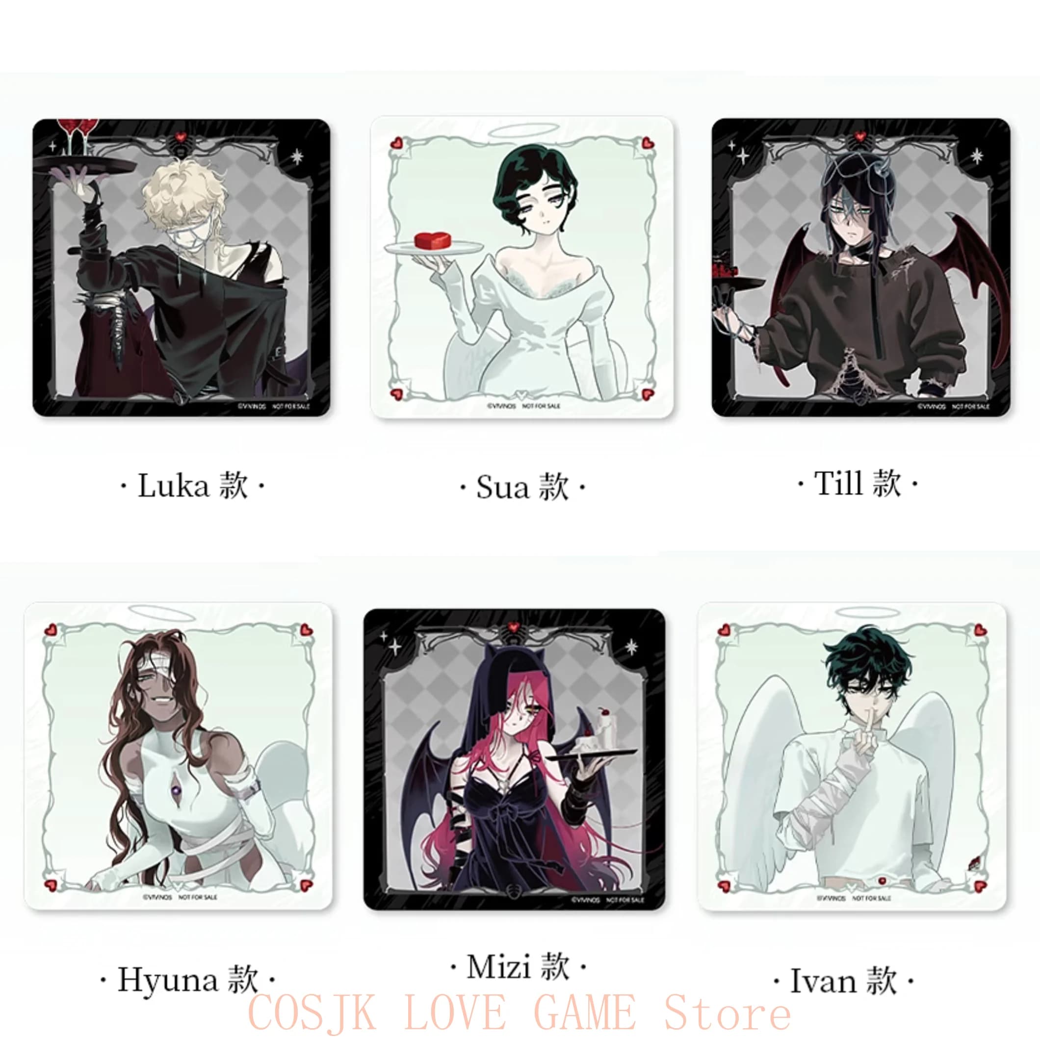 Badge, Segnalibro, Sottobicchiere, Biglietto Laser e Scheda per Imaging Istantaneo Ufficiali del Gioco Alien Stage Ivan Till Sua Luka Mizi Hyuna Cosplay