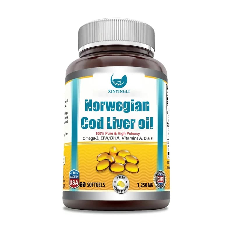 Integratore alimentare in capsule molli di olio di fegato di pesce 1250mg | Omega-3, EPA, DHA, vitamina A, vitamina D e vitamina E
