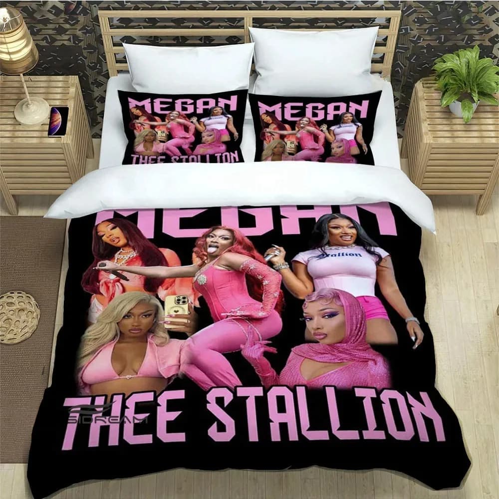 Rapper Megan Thee Stallion Set di biancheria da letto Set di forniture squisite Copripiumino Set di trapunta Set di biancheria da letto Regali di compleanno di lusso