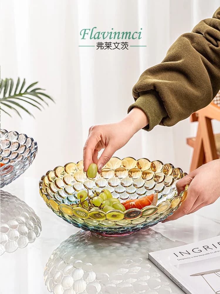 Piatto Moderno Creativo in Vetro Cristallo di Grandi Dimensioni per Frutta, Stile Nordico, per Soggiorno, Caramelle e Frutta Secca, Popolare su Internet