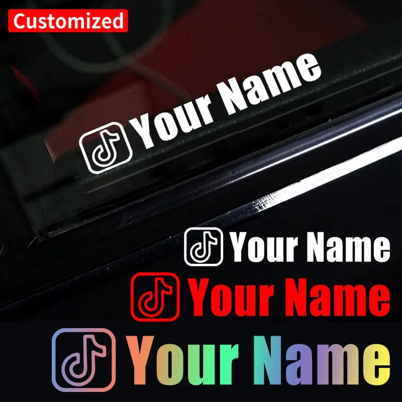 Wall decal Custom for Auto TIKTOK, Classical fonts, Waterproof, Fai-da-Te, for Window, Moto, Bicycles, Scooter, Helmets, Decalcomanie in Vinyl Resistent