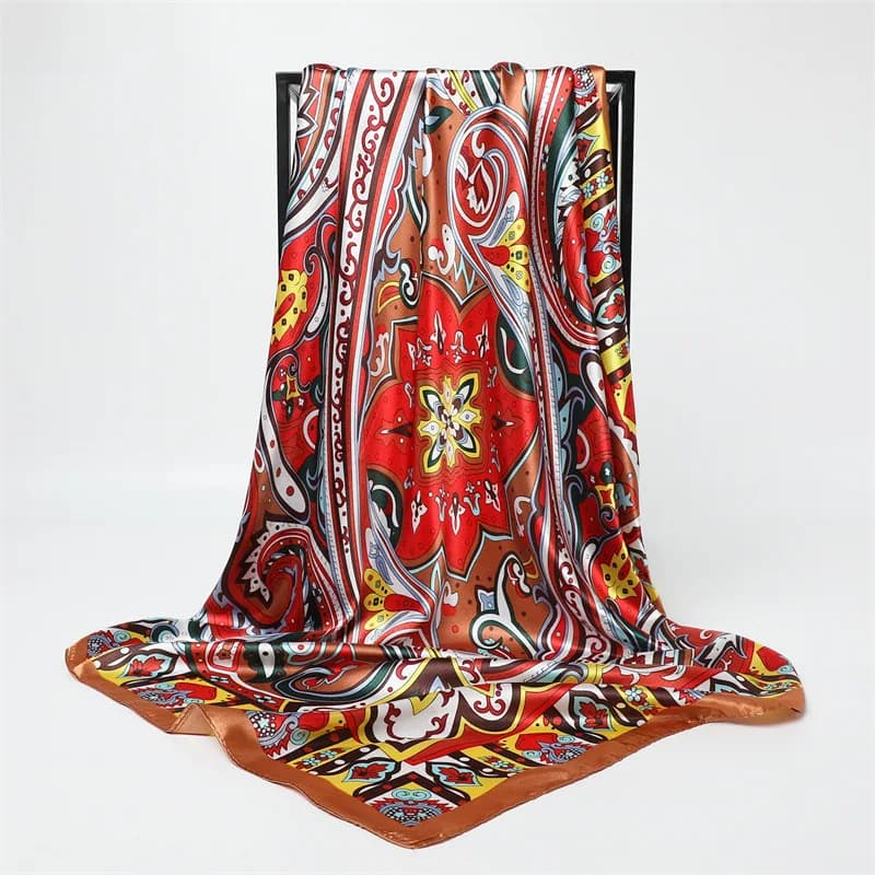 Sciarpa Quadrata Grande 90cm con Stampa alla Moda, Foulard in Finta Seta per Donne, Bandana di Lusso, Scialle da Viaggio, Elegante Hijab e Fazzoletto