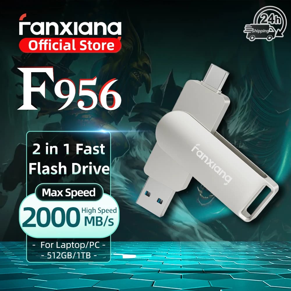 Fanxiang F956 USB 2000MB/s Unità a Stato Solido Portatile USB3.2 Gen2x2 512GB 1TB 2TB 2 in 1 Unità Flash ad Alta Velocità per PC e Telefono