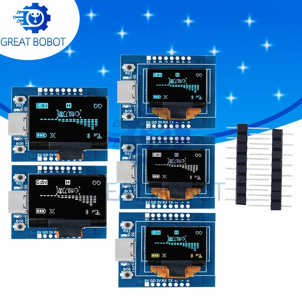 MINI ESP32-C3 Development Board: 2.4G WiFi + Bluetooth 4.x, 0.96/1.3 Inch OLED Display – 4MB Flash, Ceramic Antenna, USB Type-C