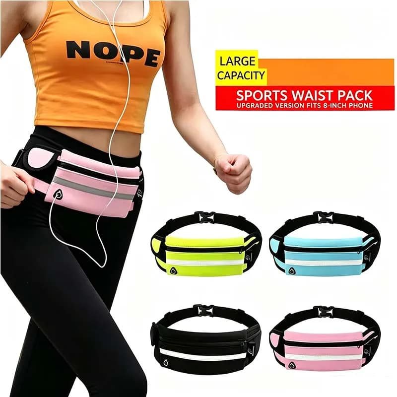 Sports Waist Belt Bag Built-in Reflective Strip Multifunctional Waterproof Pouch for Water Bottle Cell Phone Running Fitness Use
