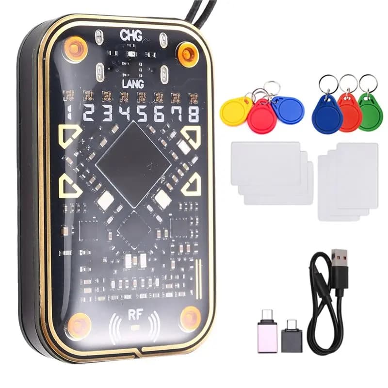 Consegna in 24 ore Camaleonte V2.0 RFID Smart Chip Reader Emulatore 125Khz 13.56Mhz Decodificatore di schede NFC Duplicatore + 12PCS UID/CUID Keyc