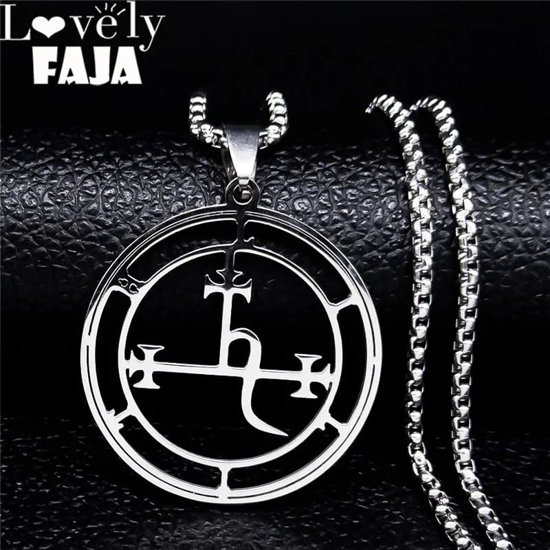 Stainless Steel Demon Seal Necklace Men/Women Silver Color Satan LILITH Necklaces & Pendants Jewery Colares Feminino N1249S03