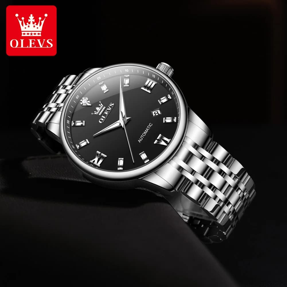 OLEVS 6723 Business Men's Watch Fashion Simple Auto Date Diamond Roman Scale Luminous Waterproof Automatic Mechanical Man Watch