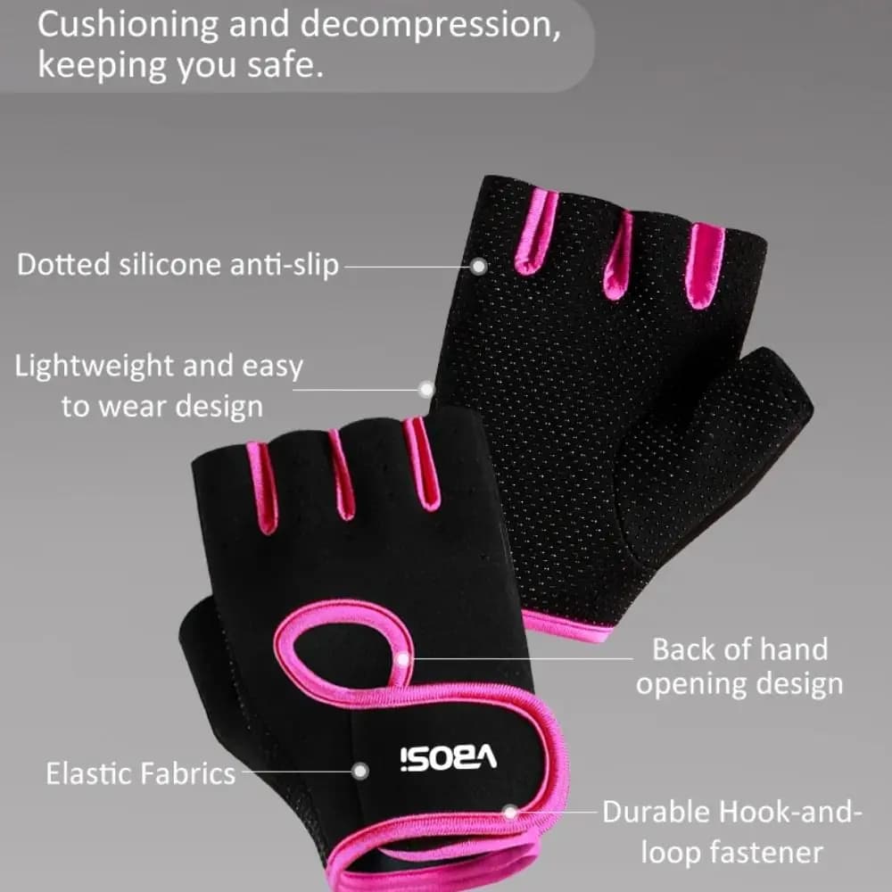 1 pair of unisex adjustable gym sports gloves with anti-slip silicone stitches for cycling fitness weight lifting gloves