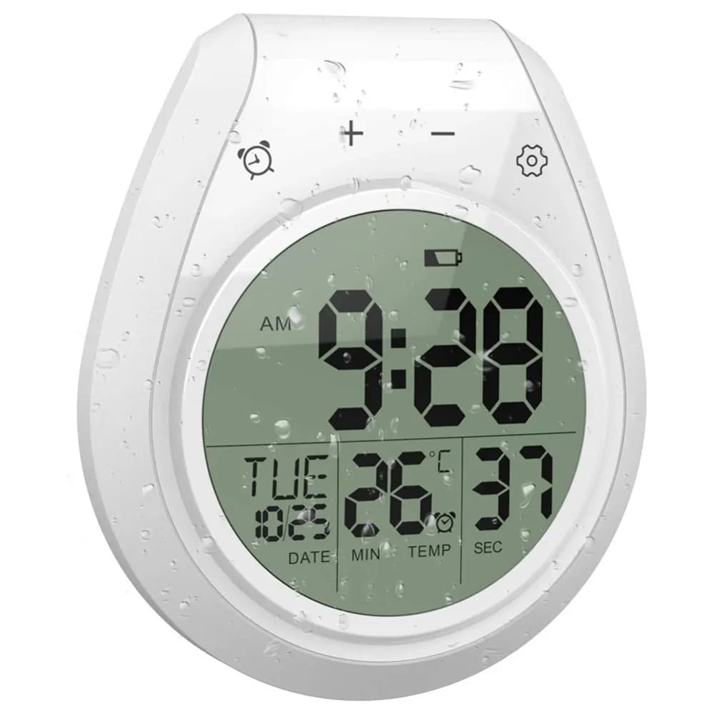 Orologio da doccia digitale impermeabile, orologio timer da bagno, orologio da parete digitale da cucina, display LCD, formato 12/24 ore