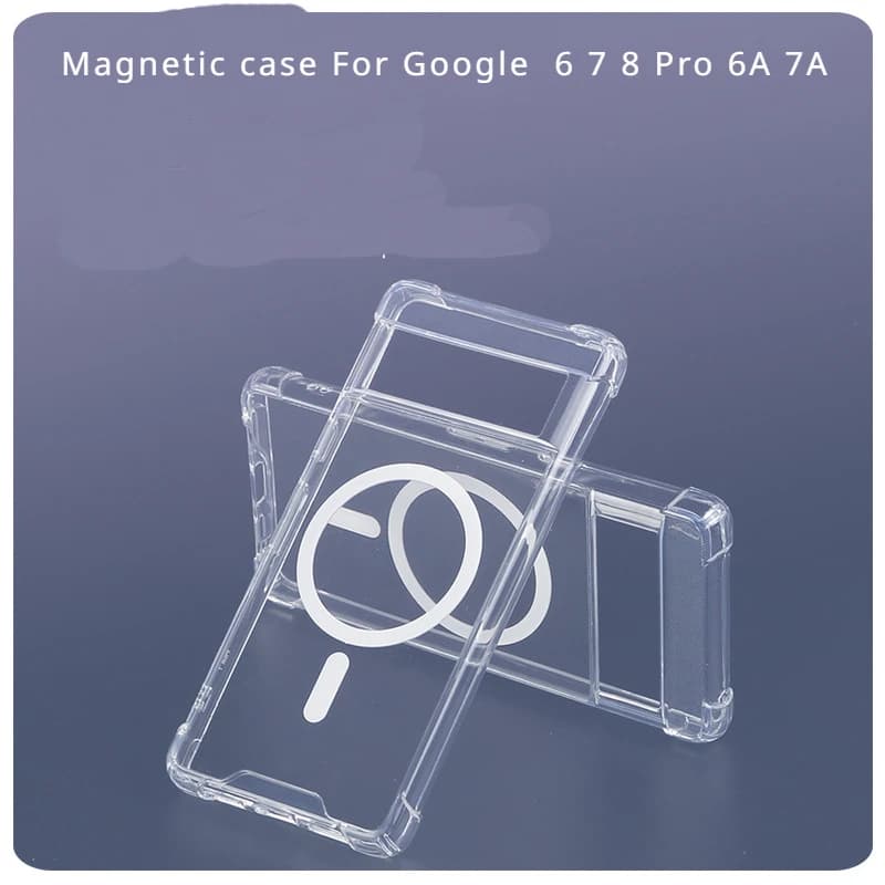 Custodia per telefono trasparente per Google Pixel 8 7 6 Pro Custodia magnetica trasparente antiurto per custodia Magsafe Google Pixel 8 7 6 6A 7A Cover