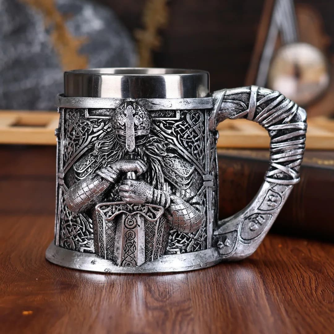 Boccale da Birra Guerriero Vichingo, Tazza d'Acqua Medievale Norrena, Bicchiere da Whisky in Acciaio Inossidabile, Bicchiere da Vino, Decorazione per Bar