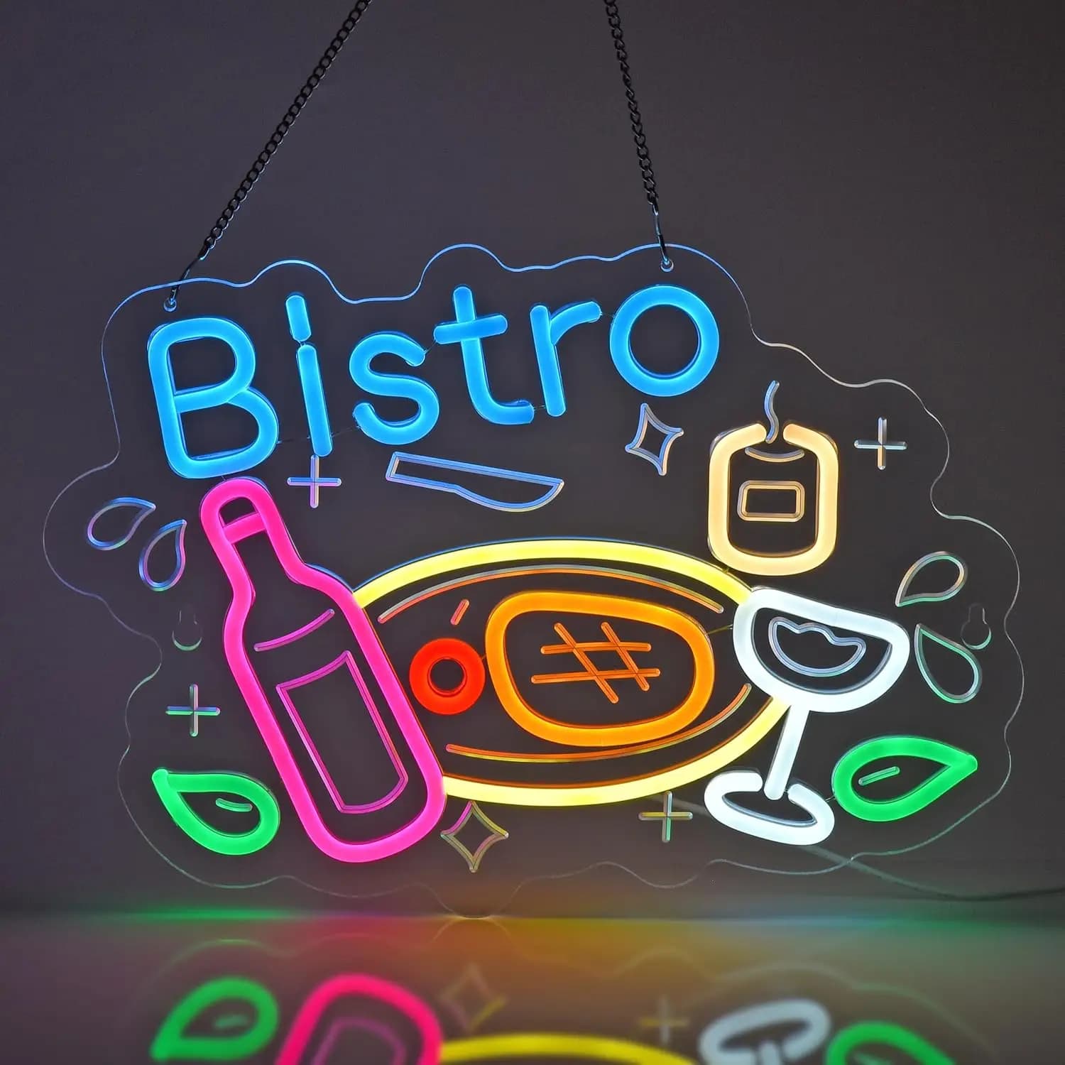 Insegna al Neon LED Bistro USB Dimmerabile per Sala Giochi, Camera da Letto, Bar, Soggiorno, Regalo di Compleanno, Decorazione Murale