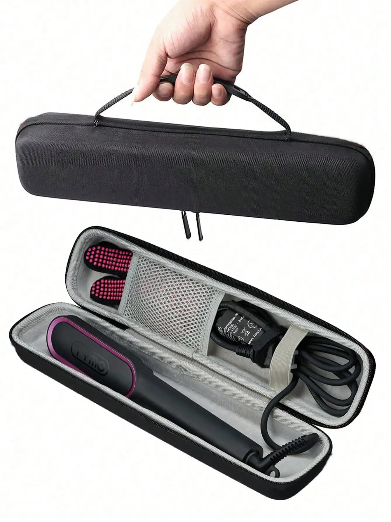 1pc Scatola portaoggetti portatile per ferro arricciacapelli, borsa portaoggetti portatile per pettine per capelli lisci, accessori da viaggio, leggeri, resistenti, eleganti, per la casa, per l'esterno