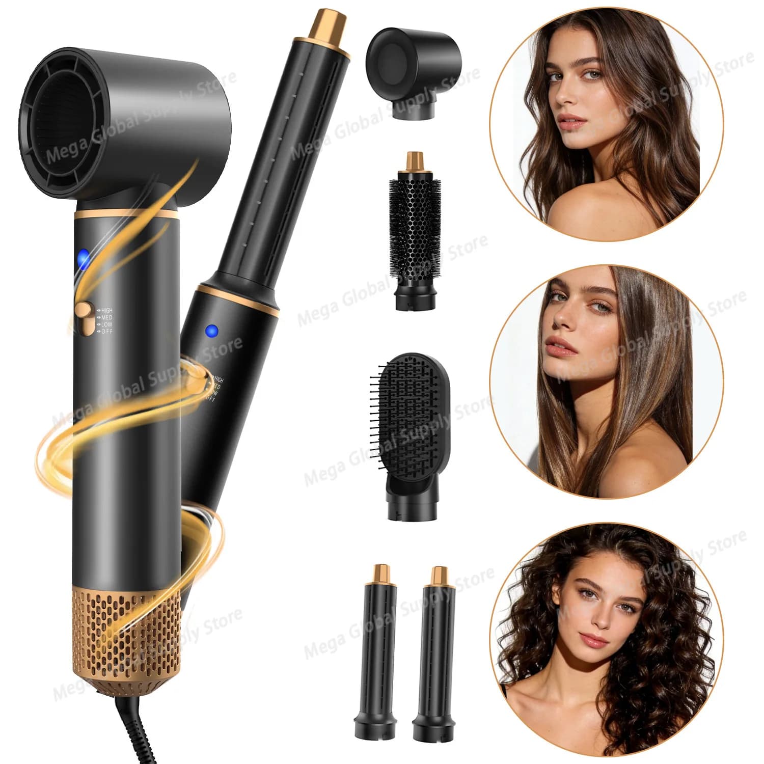 6 in 1 Professional Hair Dryer Hot Comb Set Professional Curling Iron Hair Straightener Styling Tool For Hair Dryer Household