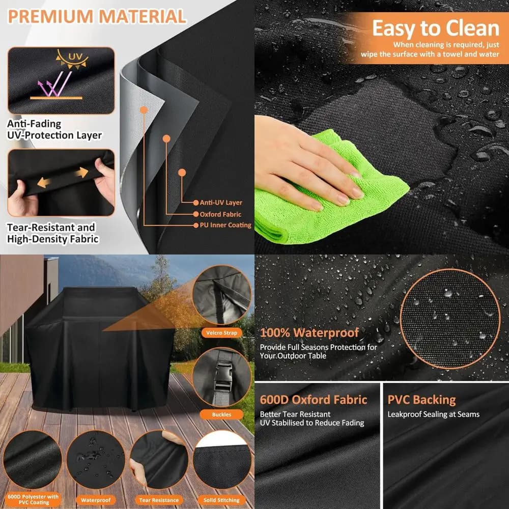 Copertura per Griglia Resistente in PU 600D con Chiusura in Velcro e Cinghie Regolabili