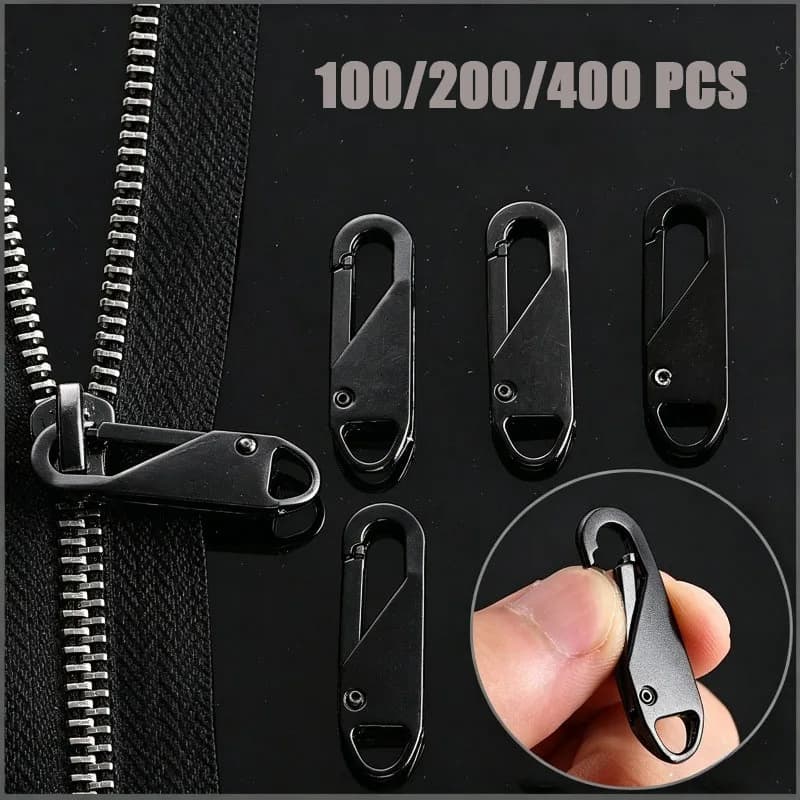 100/200/400PCS No Tool Removable Zipper Pull Tab Metal Zipper Head Slider Drop Pendant for Luggage Backpack Jacket Shoes Boots